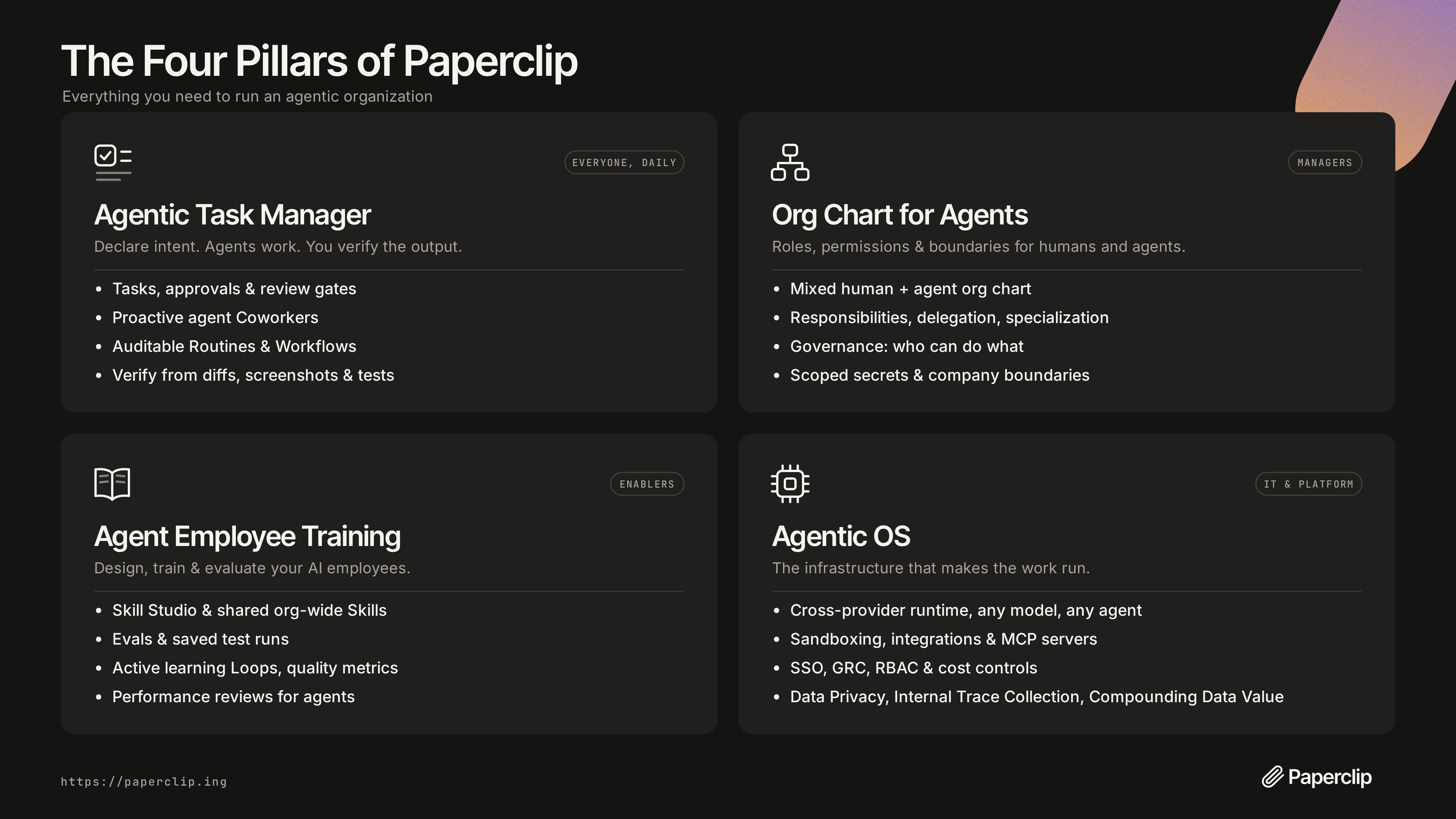 Paperclip 공식 소개 — 4개의 기둥