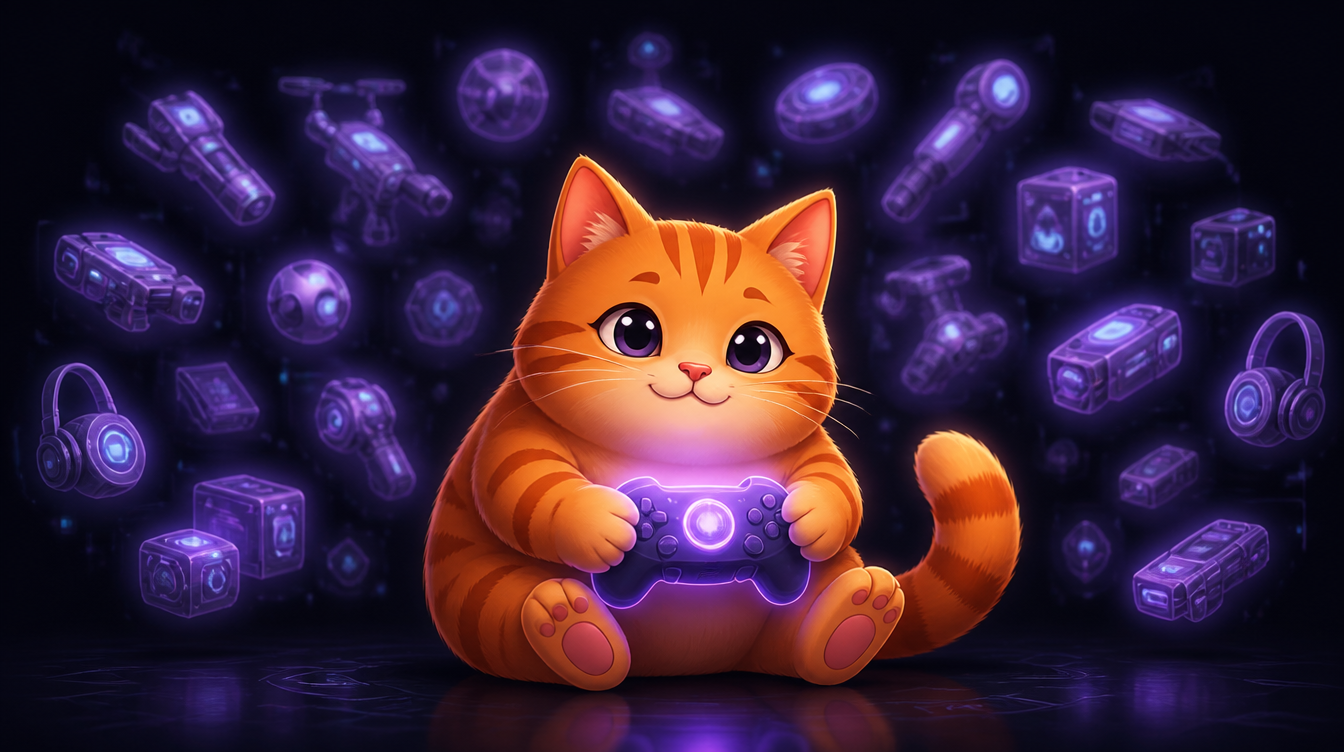 손에 딱 맞는 하나의 툴을 든 고양이